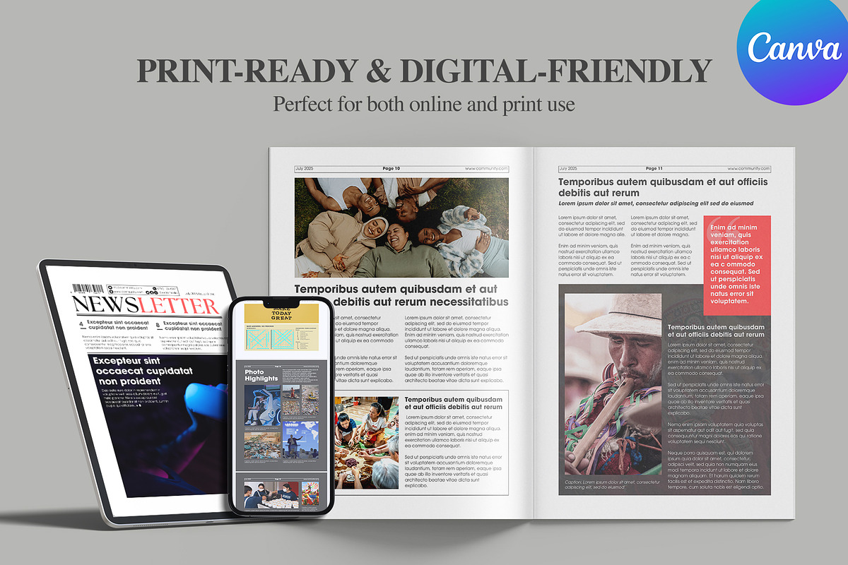 Monthly Newsletter Template Canva, a Magazine Template by Oshin Design (Photo 3 of 8)