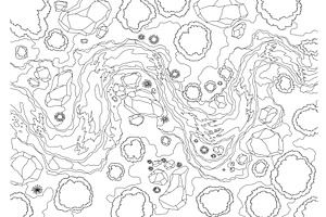 Top view river landscape in coloring, an Illustration by the8monkey