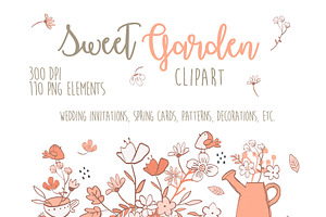 Sweet Pink Garden Wedding Clipart