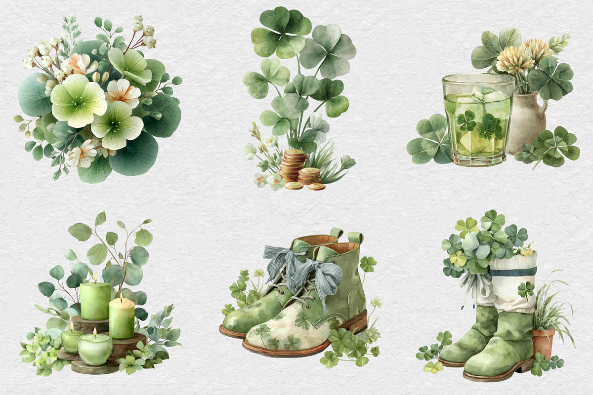 Watercolor St Patrick’s Day Clipart, an Illustration by DreamCafeArt (Photo 2 of 6)