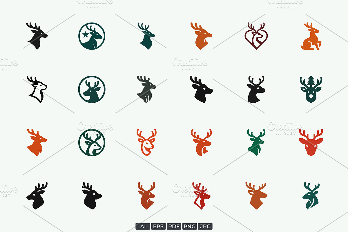Deer Head Logo Collection, a Branding & Logo Template by Vectorium Studio (Photo 1 of 25)
