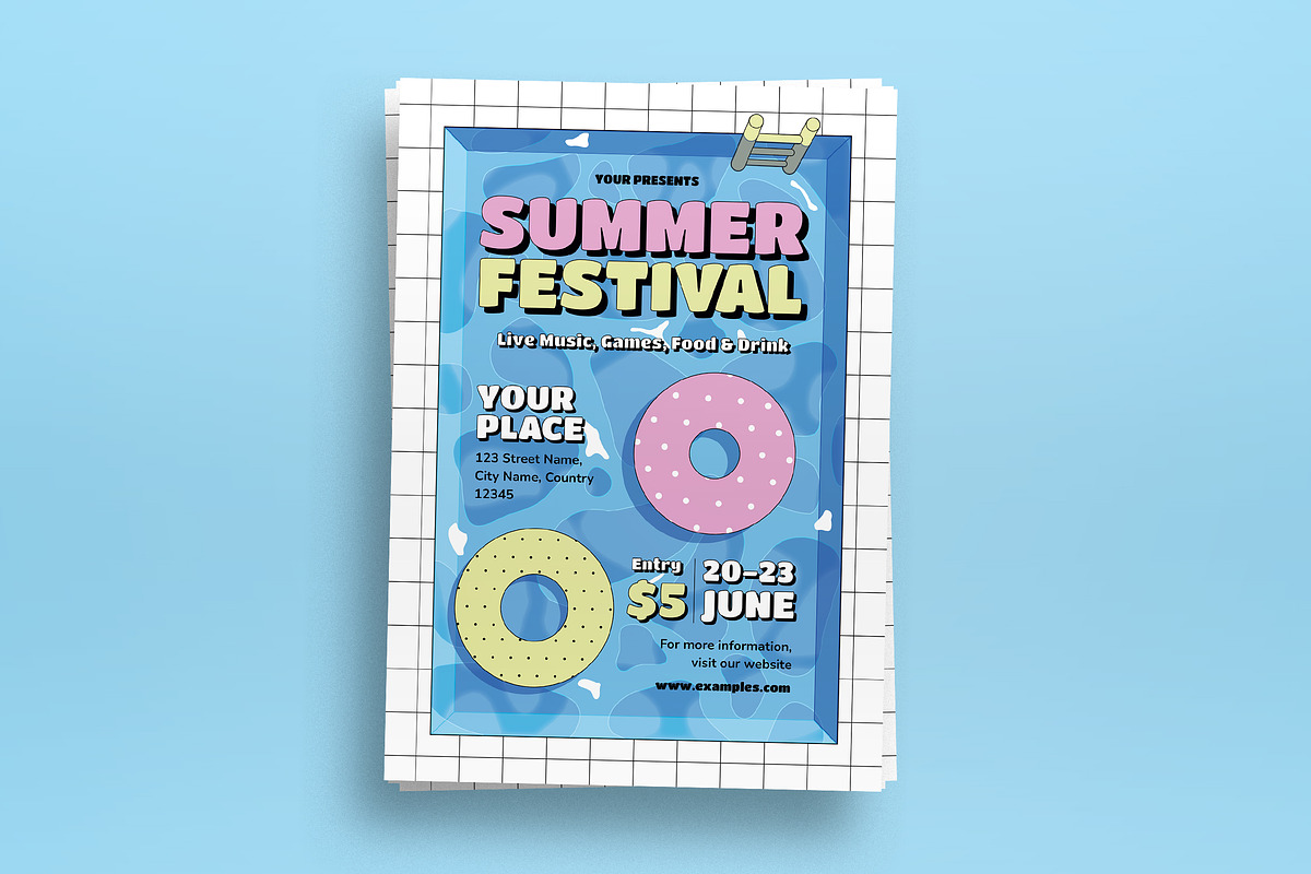 Flat Design Summer Festival Flyer, a Flyer Template by graphicook (Photo 2 of 3)
