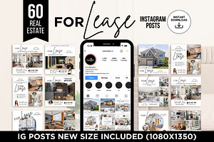 For Lease Real Estate Instagram Post, a Social Media Template by CreativeVinesStore