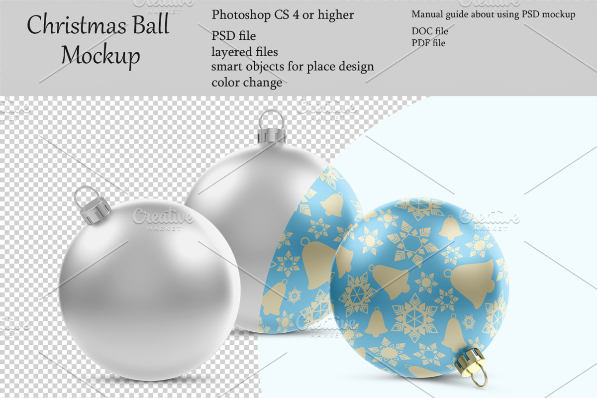 Christmas ball mockup. PSD mockup., a Product Mockup by NatalyaZelenova (Photo 1 of 4)