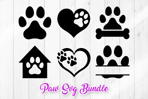 Dog Paw SVG Clip Art Set