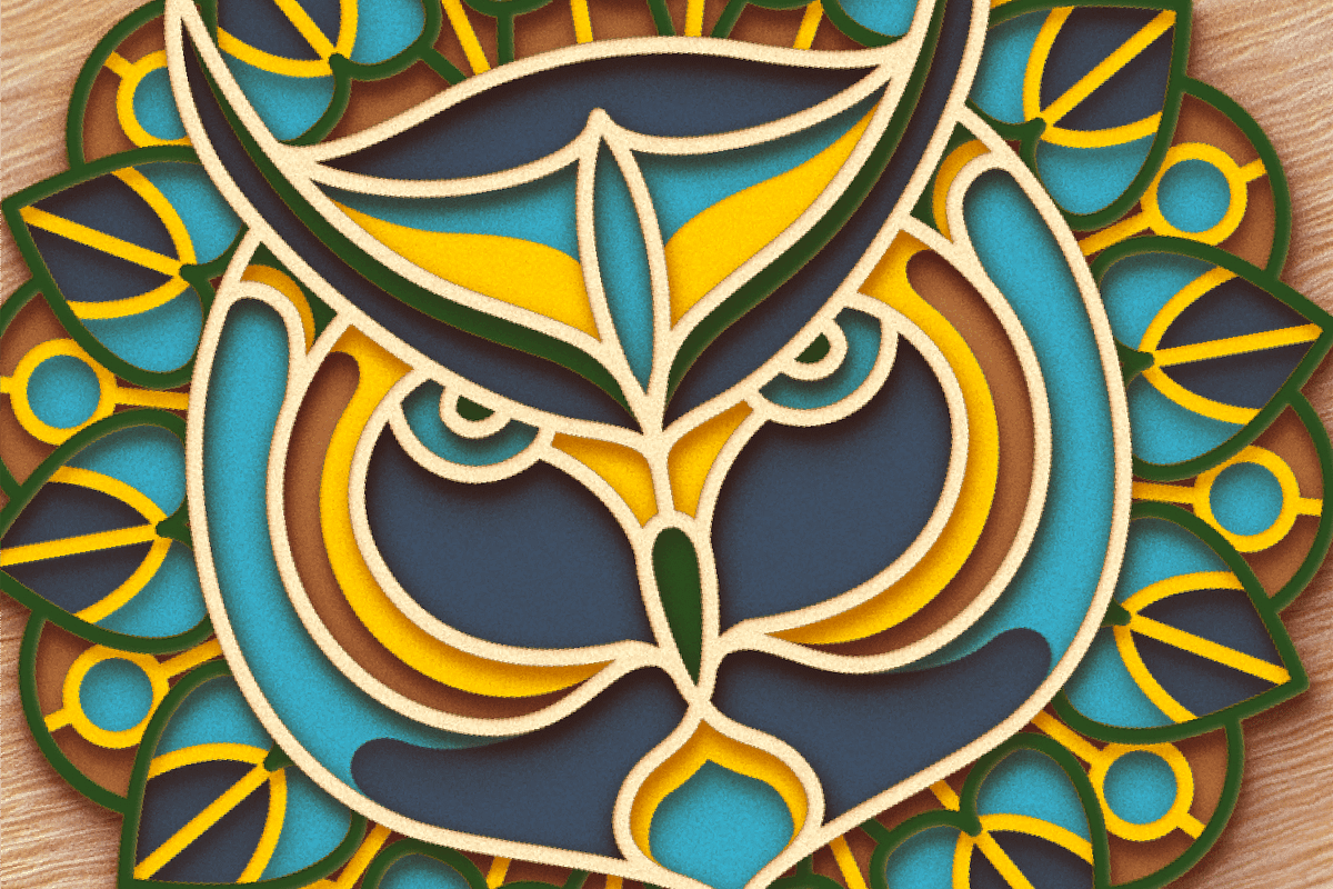 Owl 3D Mandala - SVG Laser cut file, an Object Graphic by Arshad Ali (Photo 4 of 8)