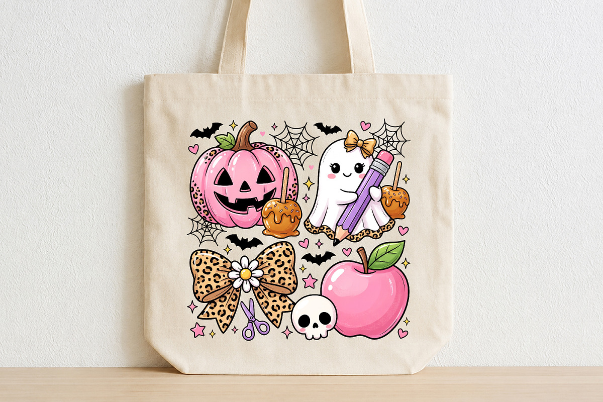 Halloween Back to School Ghost PNG, a Seasonal Illustration by CraftArtStudio (Photo 2 of 4)