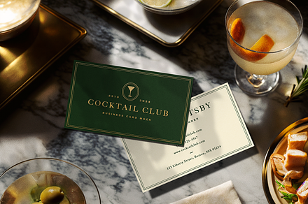 Cocktail Bar Business Card Mockup