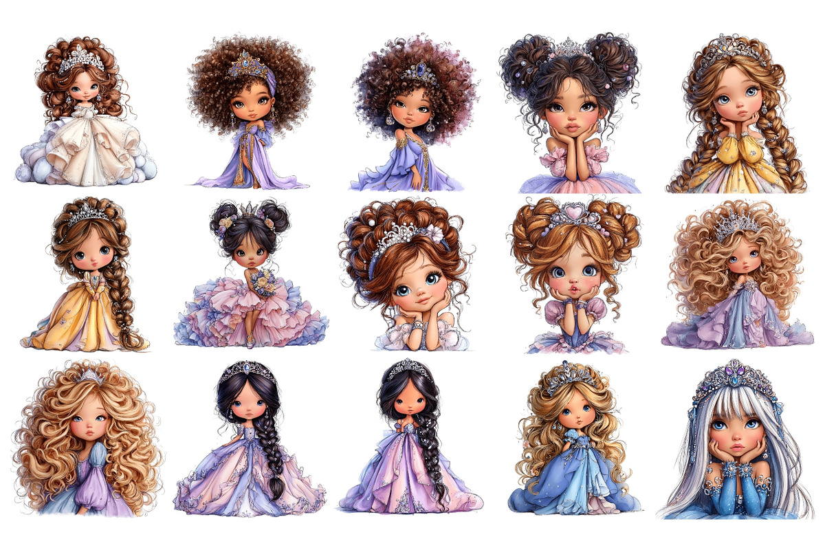 Princesses PNG Clipart Bundle, a Person Illustration by Nicolle's Colorful Art (Photo 4 of 6)