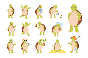 Happy, cute turtle, cartoon set, an Animal Illustration by Good Studio