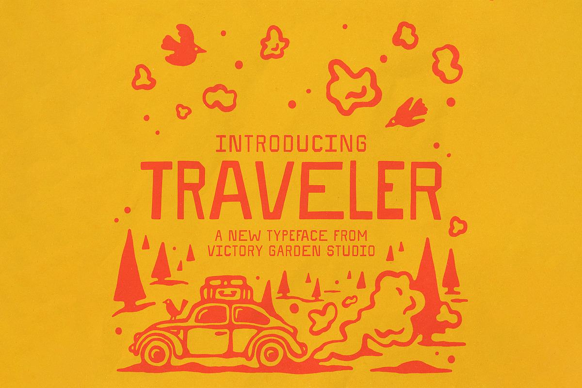 TRAVELER | Vintage Hand Drawn Font, a Sans Serif Font by Victory Garden Studio (Photo 1 of 2)