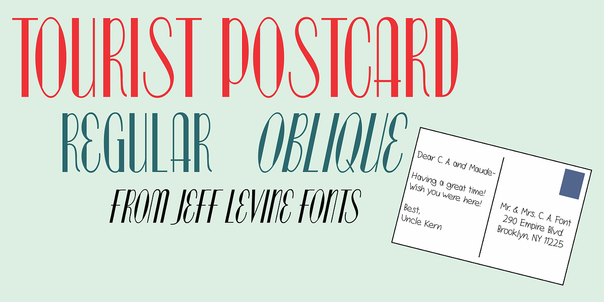 Tourist Postcard JNL, a Font by Jeff Levine Fonts (Photo 1 of 5)