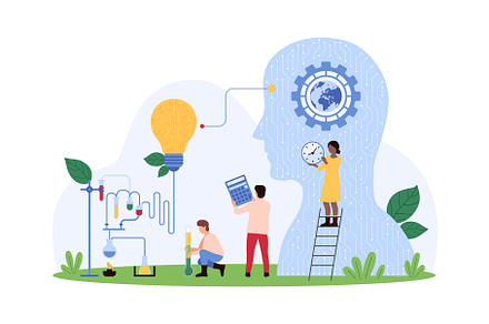 Integrating AI and Innovation in, a Technology Illustration by Flashvector