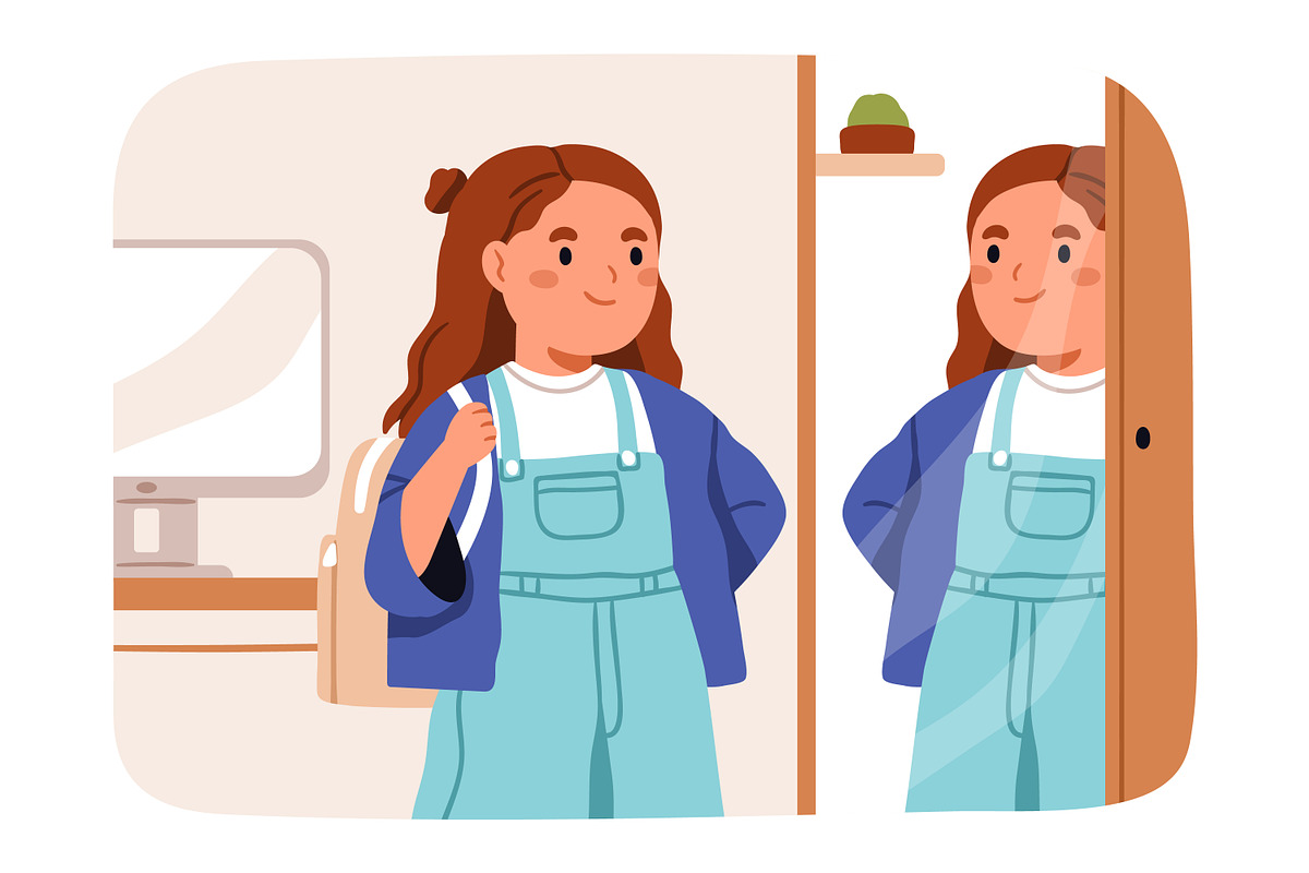 Daily routine of school girl kid set, a Person Illustration by Good Studio (Photo 6 of 13)