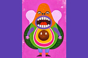 Quirky Avocado Monster Illustrations, a Decorative Illustration by StockVerse Creative (Thumbnail 4 of 4)