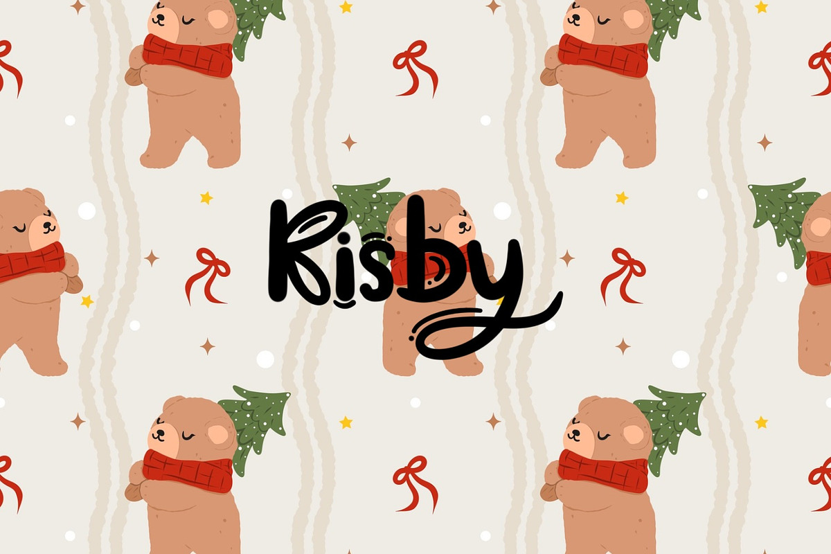Coquette Christmas Bear Pattern, a Pattern Graphic by KisbyArt (Photo 1 of 3)