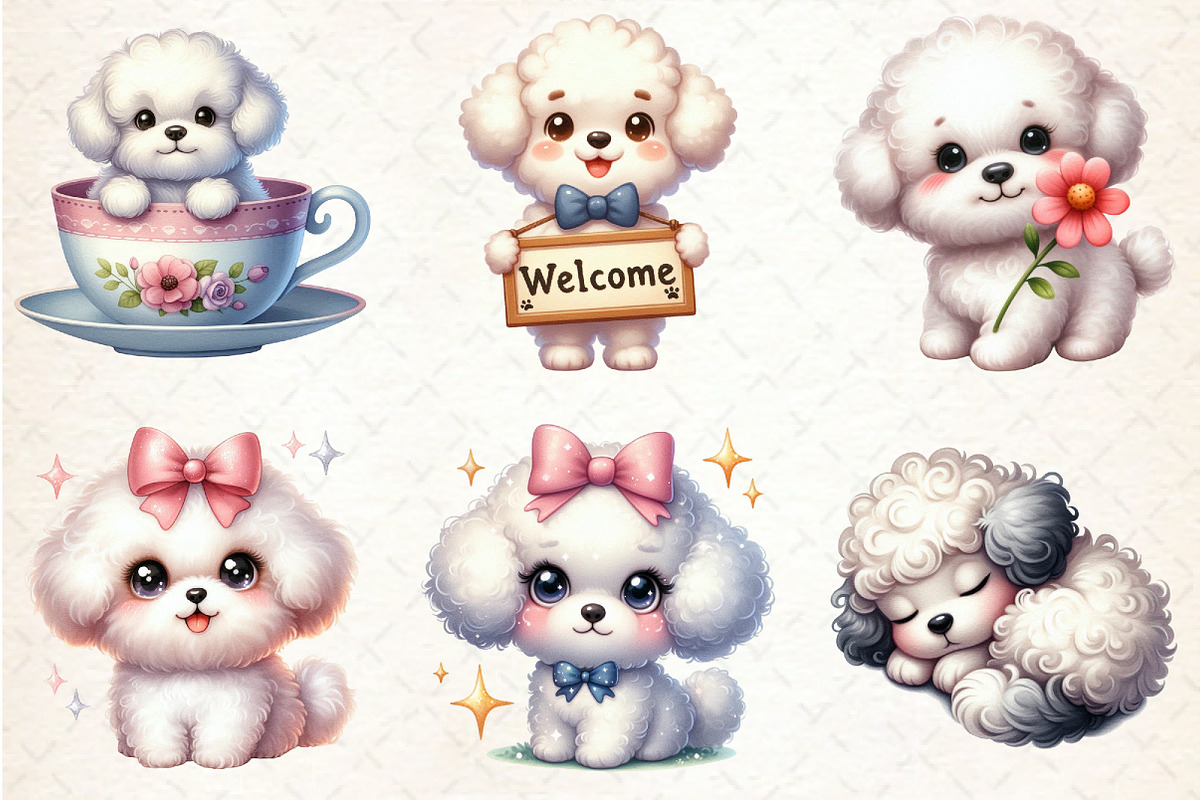 Bichon Frise Dog Watercolor Clipart, an Illustration by Rose Art (Photo 4 of 4)