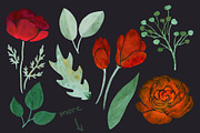 Dark theme Monotype Flowers, a Decorative Illustration by AlenaO (Thumbnail 3 of 11)
