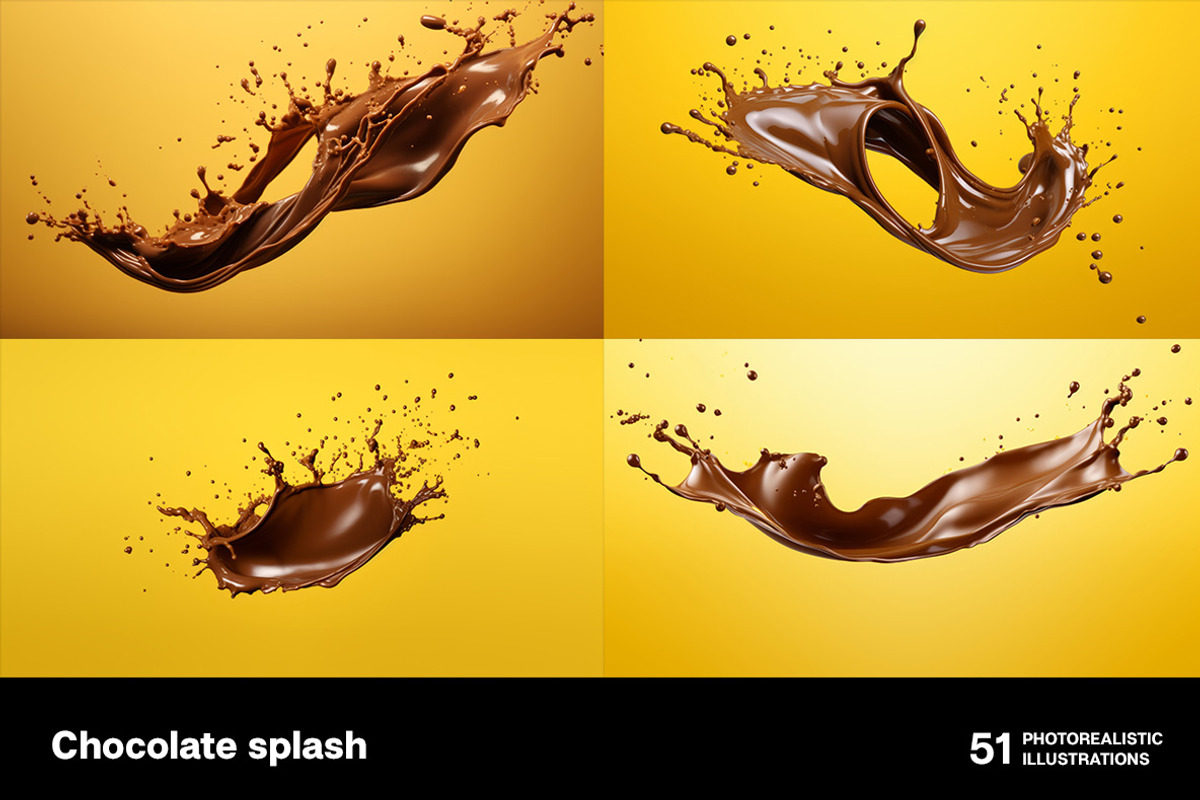 Chocolate splash. 51 images, a Food Illustration by Handmadefont (Photo 7 of 12)