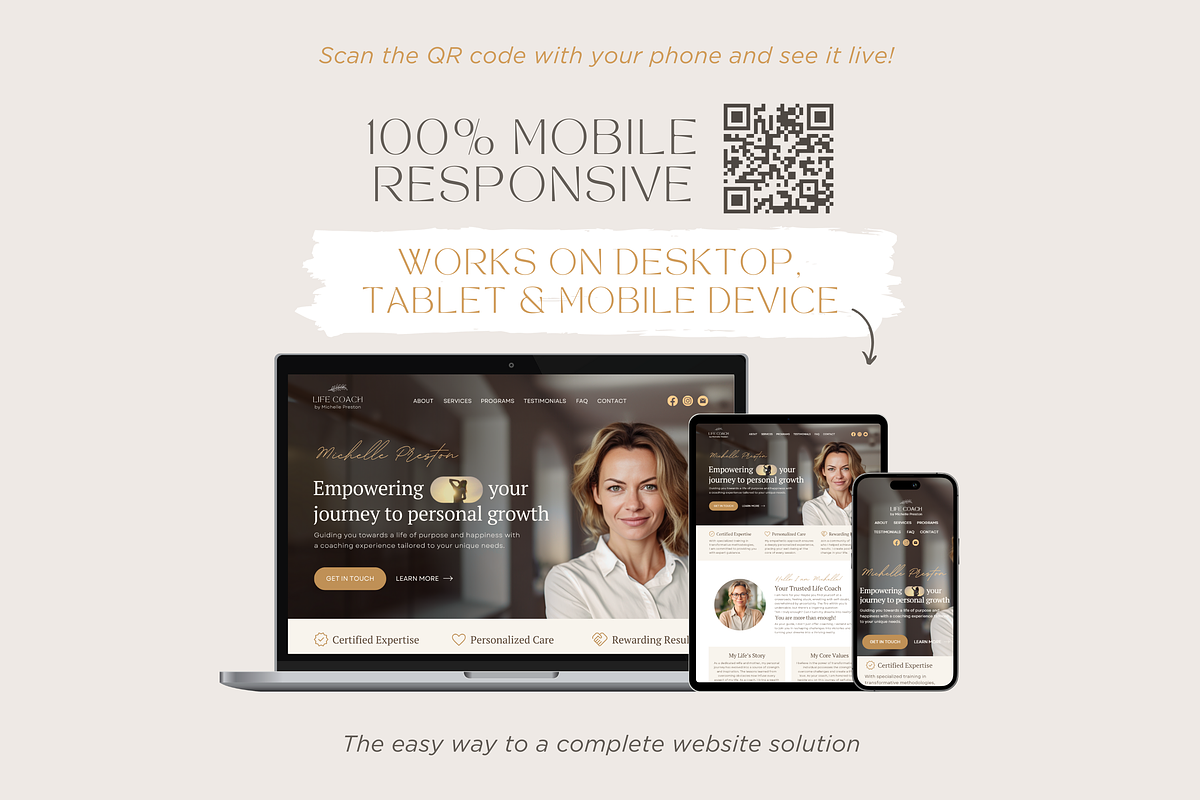 Life Coach Website Template Canva, a Landing Page Template by vectorocean (Photo 4 of 11)