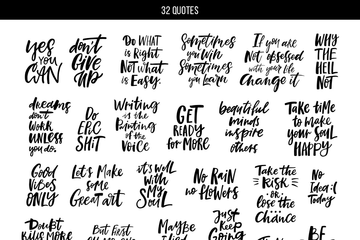 32 Hand lettered quotes, an Illustration by piyacler (Photo 4 of 6)