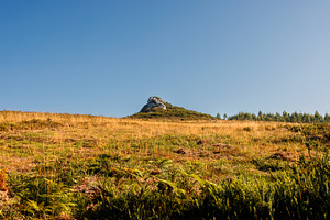 Golden Grass Field and Rocky Hillside, Camino Primitivo, Spain