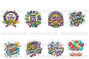 Happy Birthday Clipart, Birthday PNG, a Decorative Illustration by BrushstrokeArtGB (Thumbnail 3 of 9)
