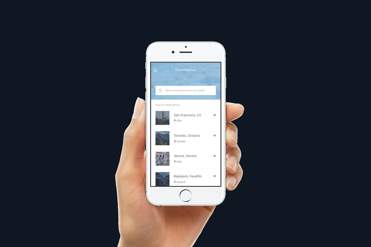 Minimal Travel App UI Kit (Sketch), a Templates & Theme by O N N O (Photo 3 of 7)