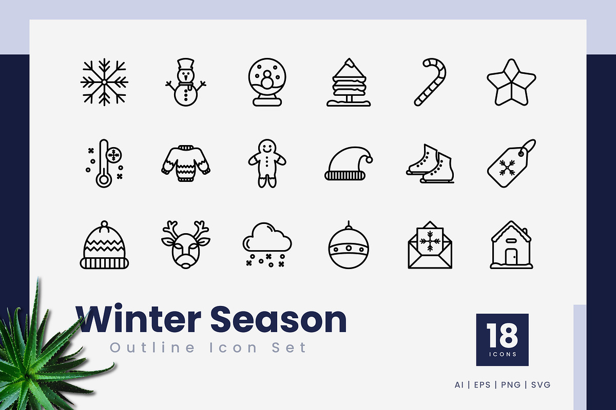 Winter Season Outline Icons, an Outline Icon by Zeer Graphic (Photo 2 of 2)