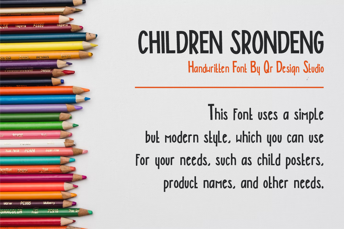 CHILDREN SRONDENG, a Handwritten Font by QR Design Studio (Photo 2 of 7)
