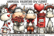 Whimsical Valentine Cow Clipart, an Illustration by OK Design (Thumbnail 1 of 6)