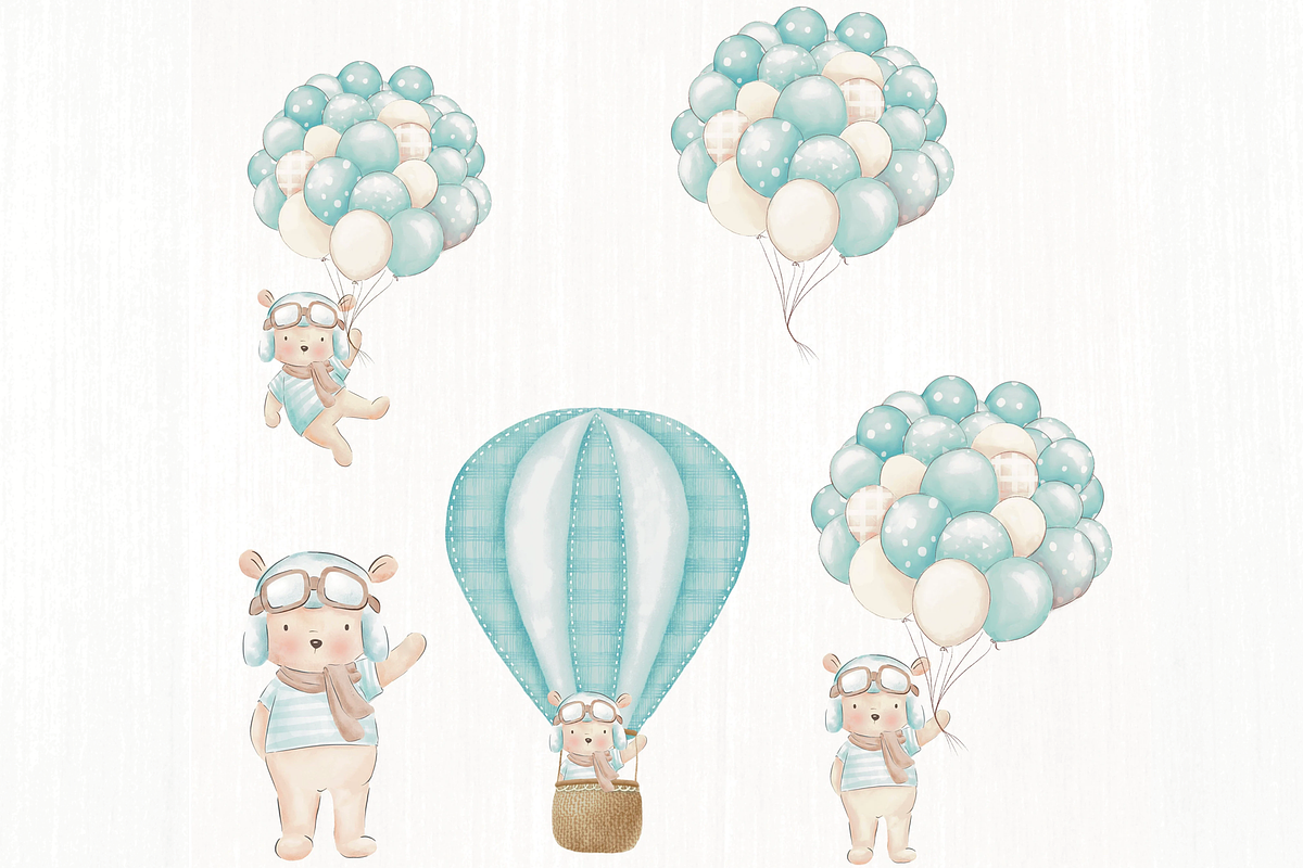 Hot air Balloon bear watercolor, an Illustration by Lolytop Studio (Photo 3 of 7)