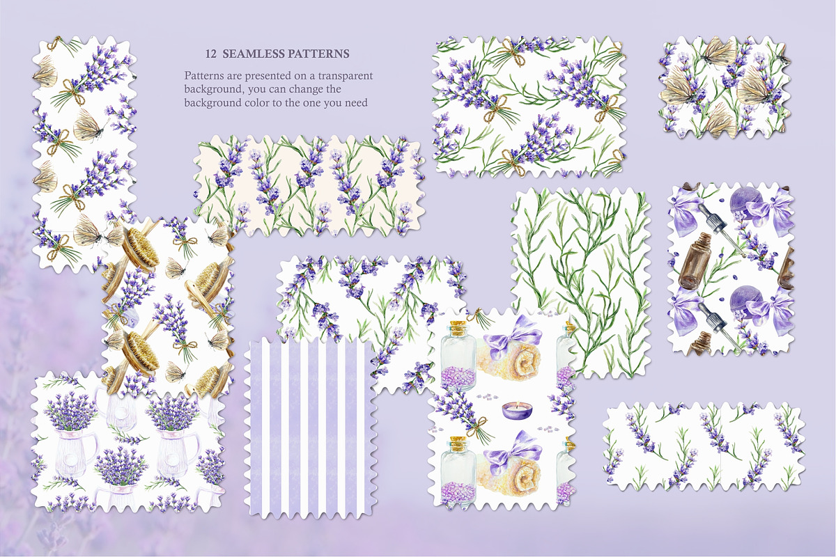 Lavender. Watercolor clip art., a Decorative Illustration by Farida Bik (Photo 10 of 14)