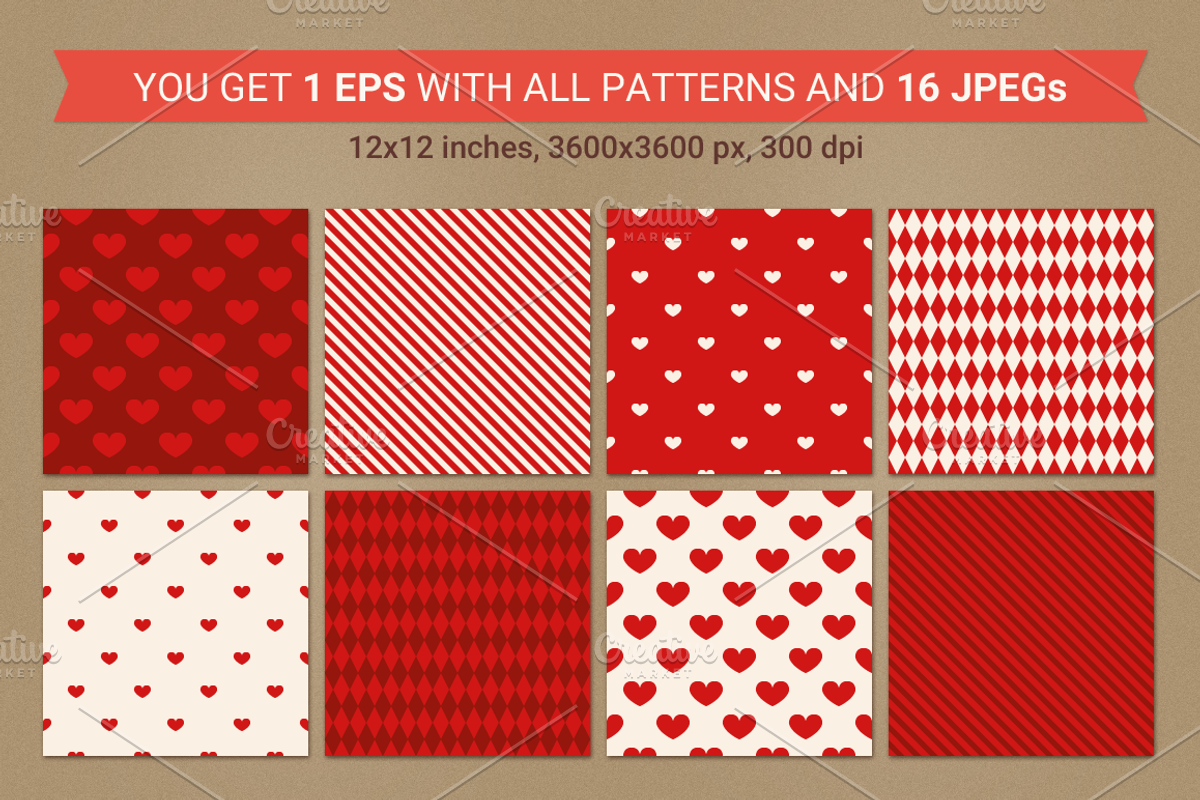 Valentine seamless patterns, a Pattern Graphic by miumiu (Photo 2 of 4)
