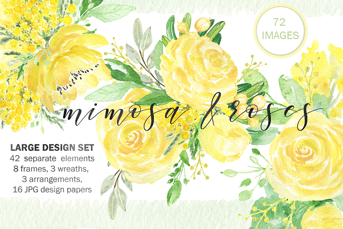 -50% Mimosa & roses flowers, an Illustration by LABFcreations (Photo 3 of 8)