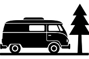 Camper Van and Pine Tree Silhouette, a Transportation Illustration by abu67222 (Thumbnail 9 of 13)