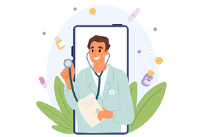 Doctor online consultation. Medical, a Healthcare Illustration by Vectorbuum