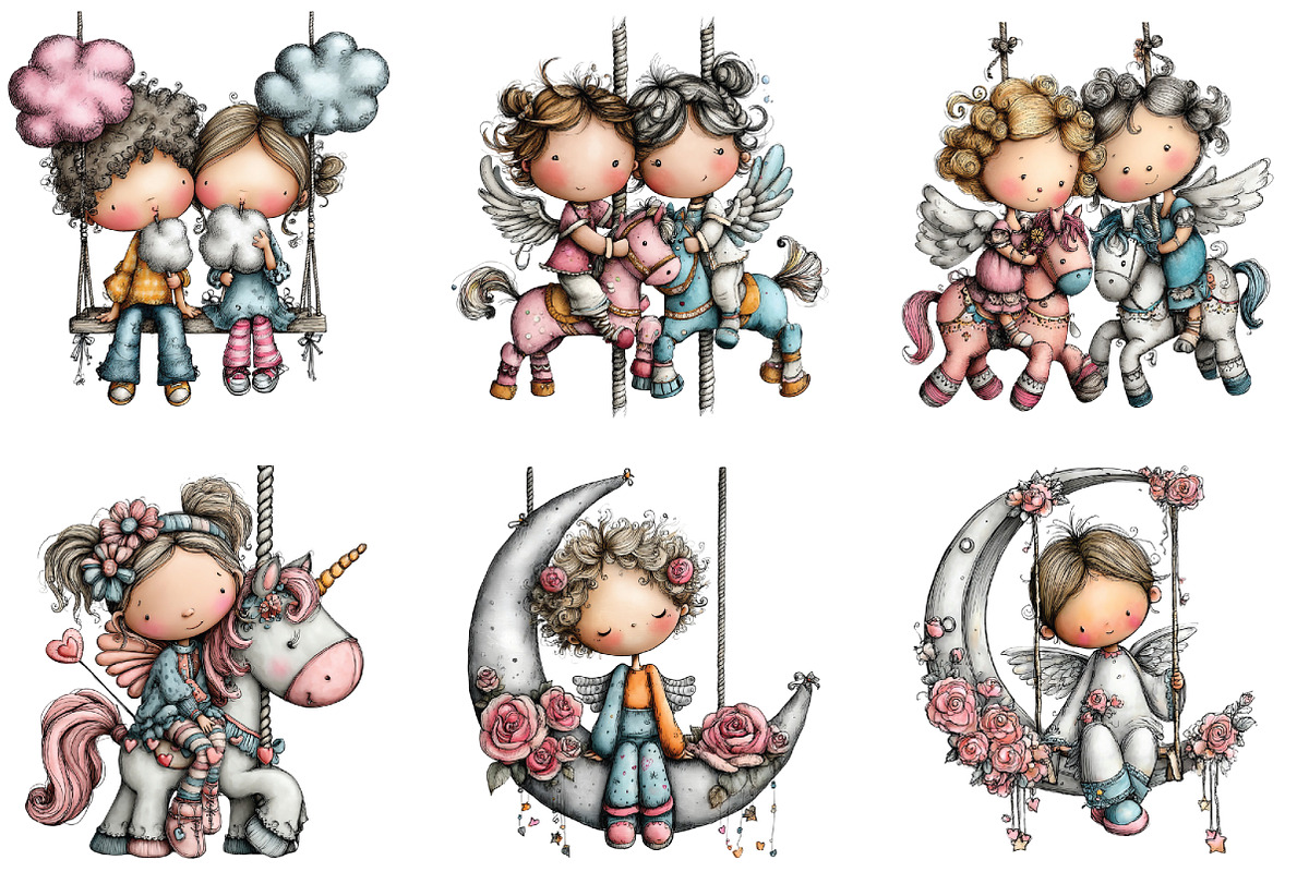 Cupid’s Carousel Whimsical Clipart, an Illustration by CraftArtStudio (Photo 2 of 6)