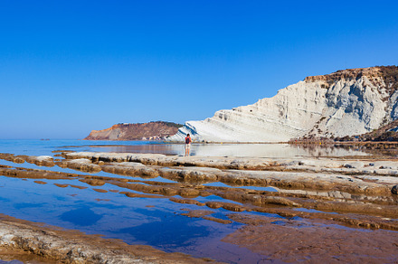Limestone white cliffs with beach at the Scala dei Turchi, Realm, a Holiday Photo by Bepslabor