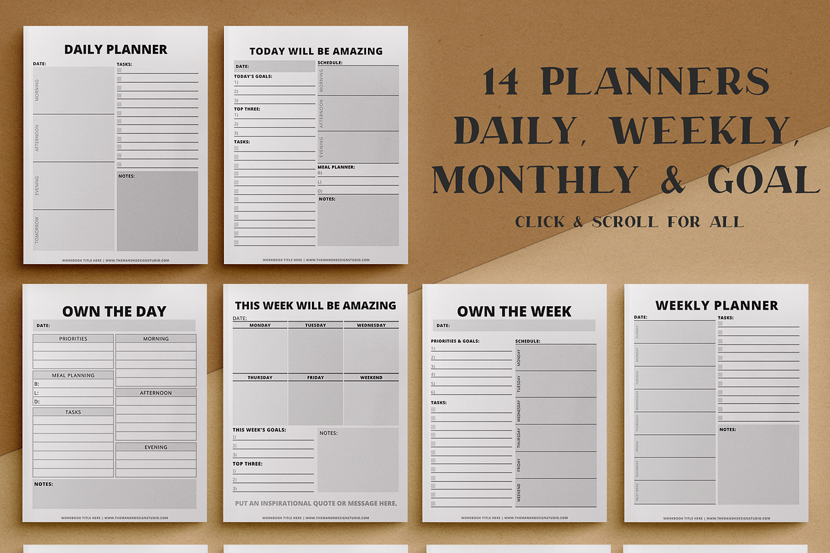 Canva Workbook Template Bundle, a Templates & Theme by the M&K Design ...