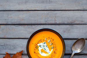 A bowl of pumpkin soup