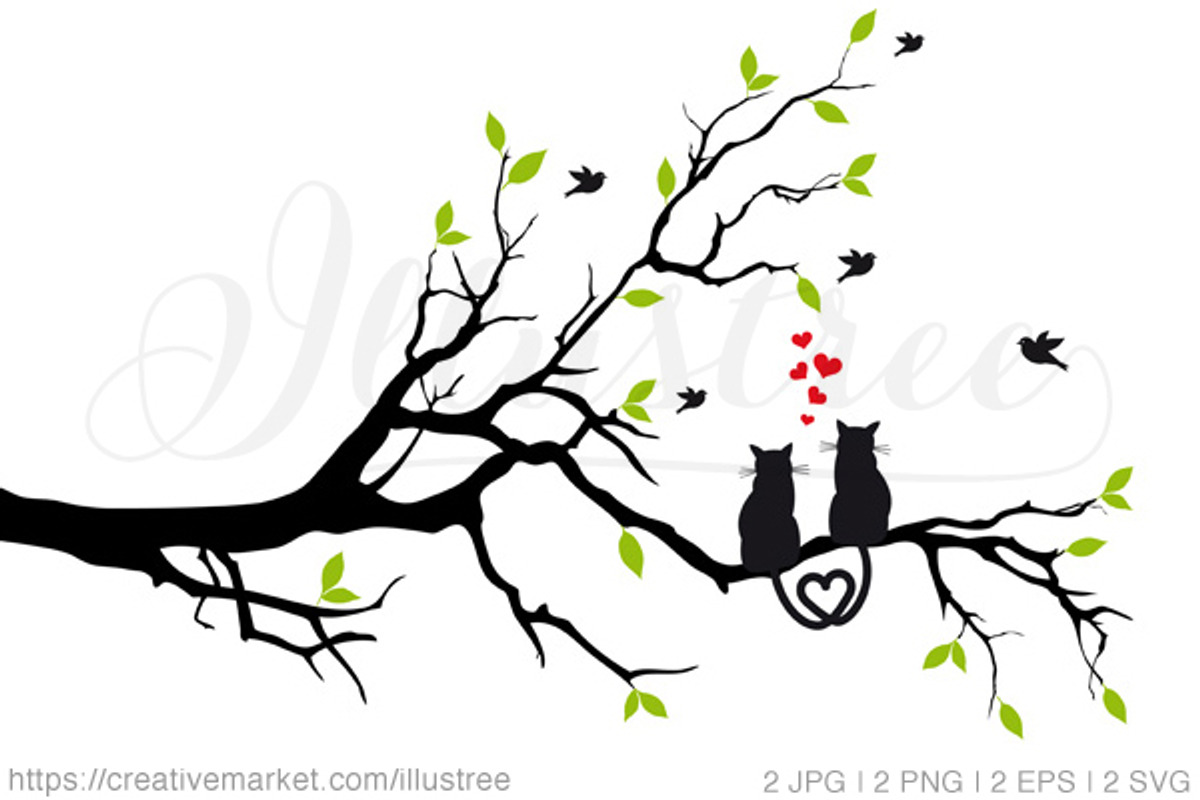 Cats wedding tree, an Animal Illustration by Illustree (Photo 1 of 2)