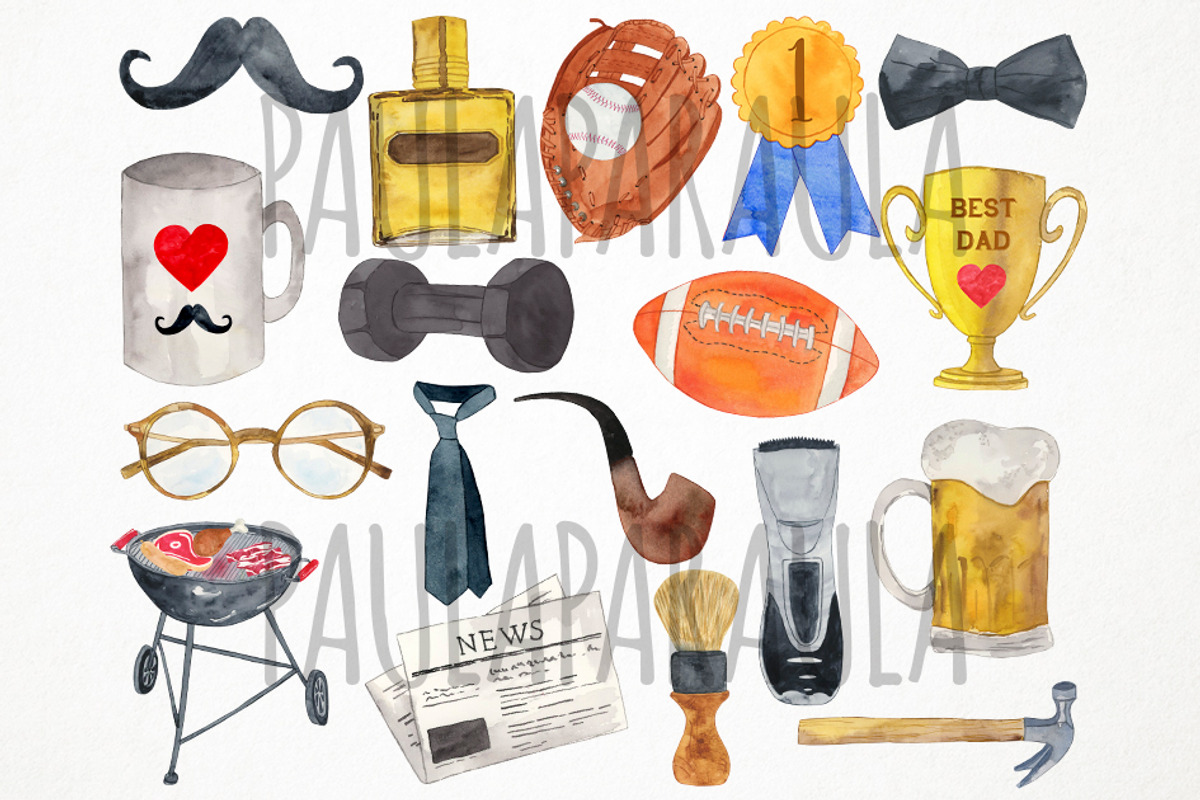 Watercolor Father's Day Clipart, Dad, an Illustration by Paulaparaula (Photo 2 of 3)