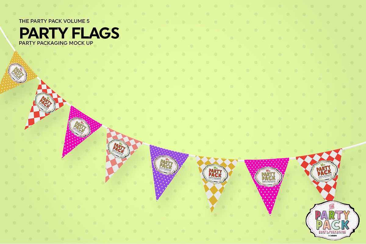 Party Flags / Bunting Mockup, a Product Mockup by INCDesign (Photo 5 of 7)