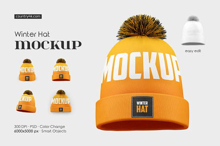 Winter Hat Mockup Set, a Hat Mockup by Country4k