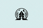 Haunted House Emblem, a Seasonal Illustration by Vectorium Studio (Thumbnail 1 of 3)