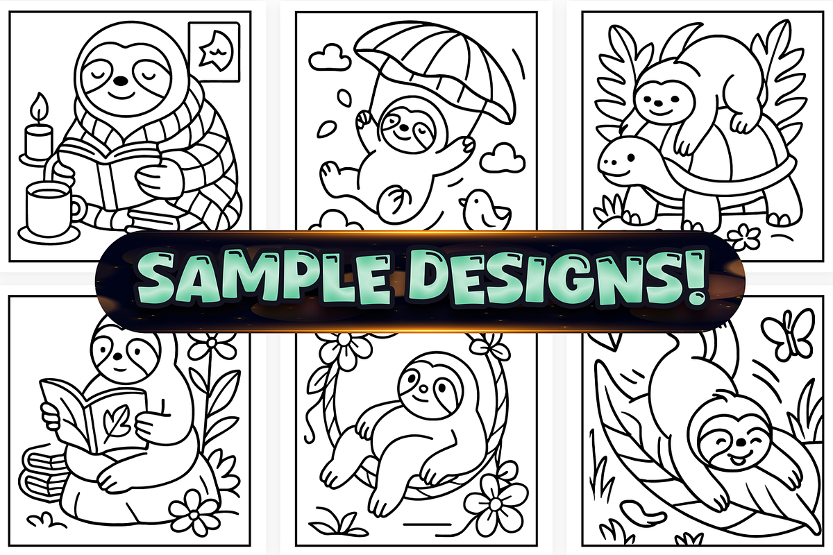 Bold Easy Cute Sloth Coloring Pages, an Illustration by Craftsbeefy (Photo 2 of 4)