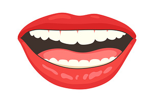 Red lip female. Woman expressed, an Illustration by the8monkey