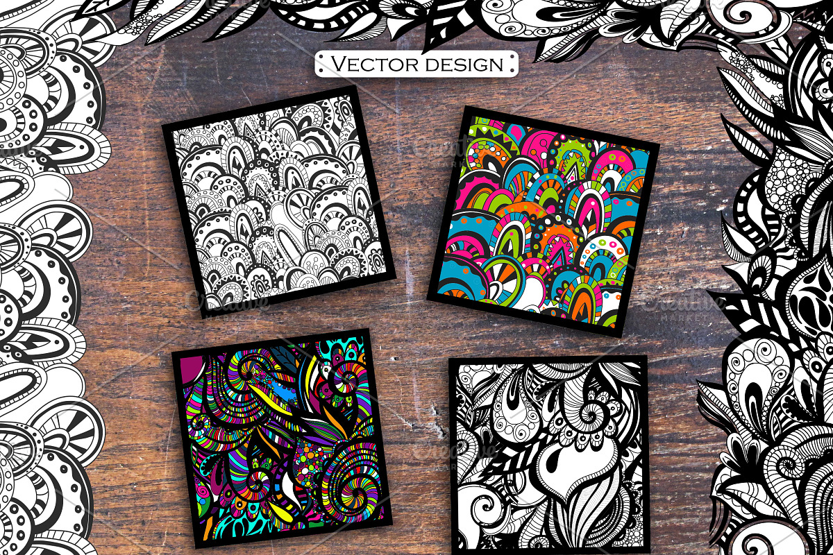 4 Zentangle inspired pattern set., a Pattern Graphic by redstudio (Photo 3 of 5)