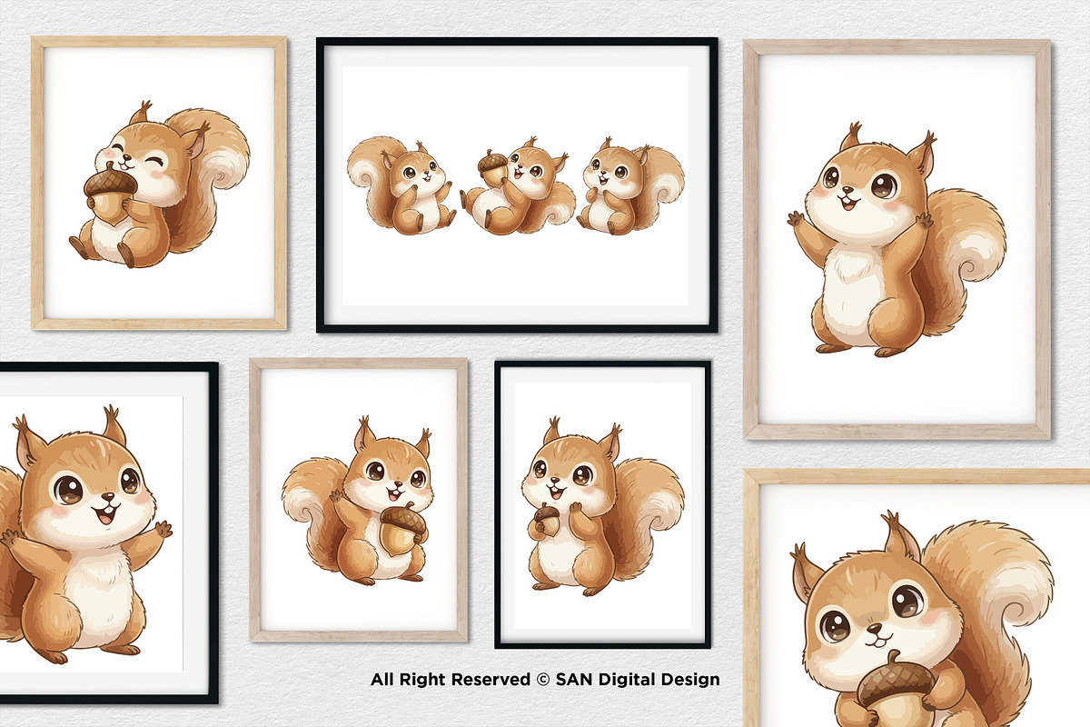 15 Bundle Watercolor Baby Squirrel, an Animal Illustration by Morspective (Photo 4 of 8)